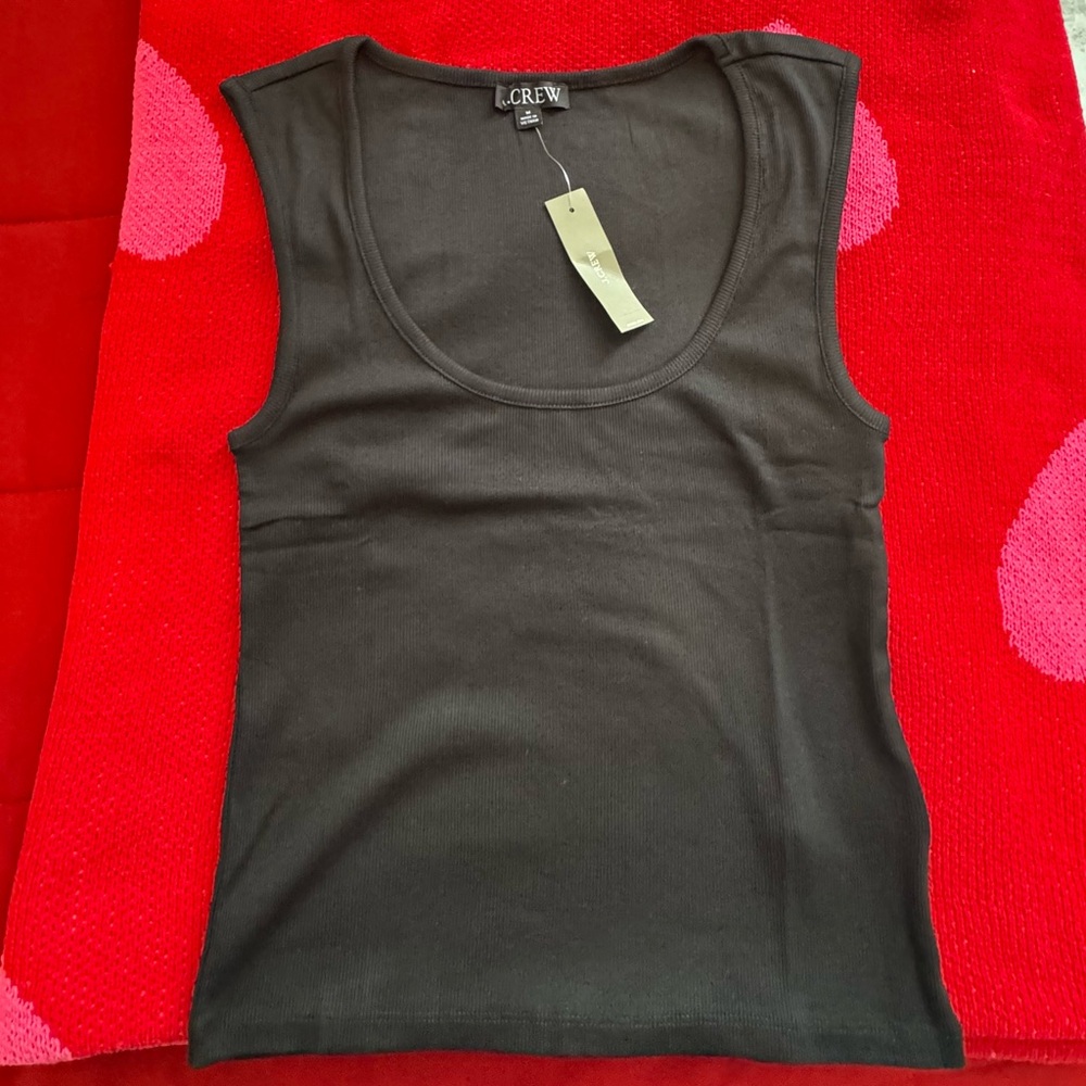 J. Crew Black Ribbed Scoop Neck Tank